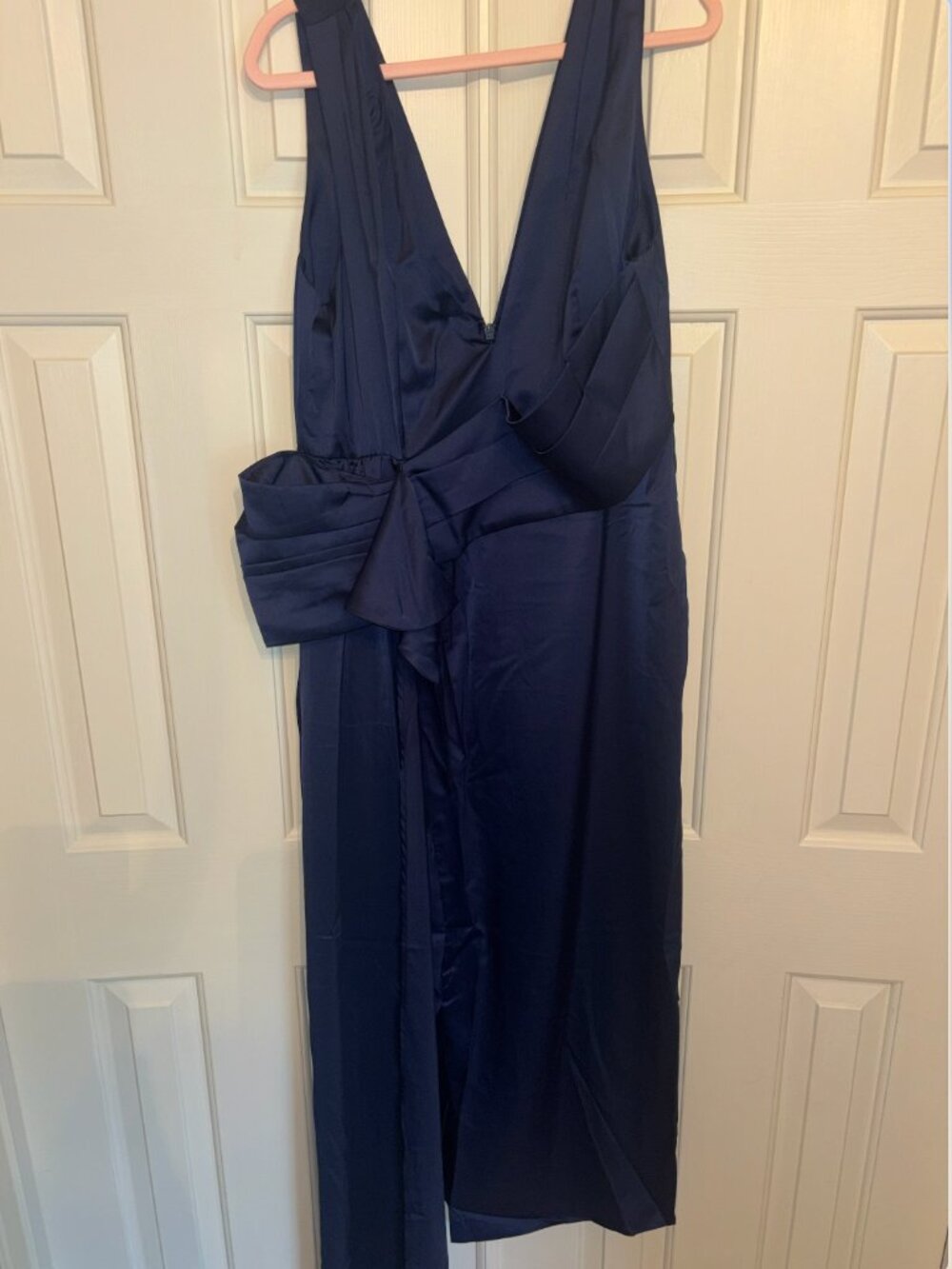 Navy Blue Satin Formal Dress